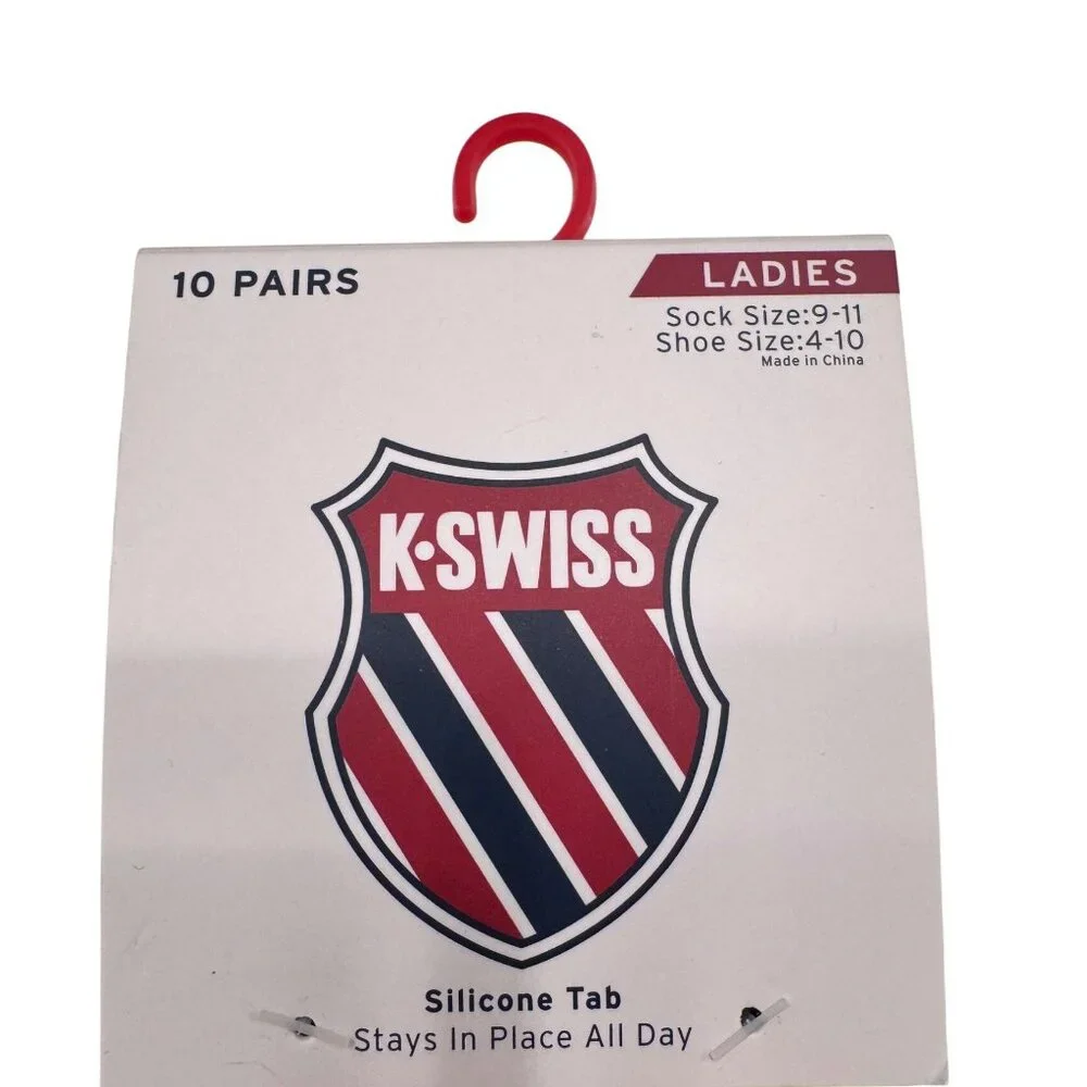 10- K - Swiss Black Ankle Socks Silicone Tab NWT Size 9-11 Shoe size 4-10 No Sho